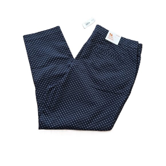 Polka Dot Midrise Slim Chino Sz 14 Comfy Stretch Cotton New W Tags Joe Fresh - Picture 1 of 13